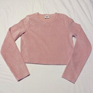 Sunday Best | Ribbed Pink Long Sleeve Crop Top - Medium